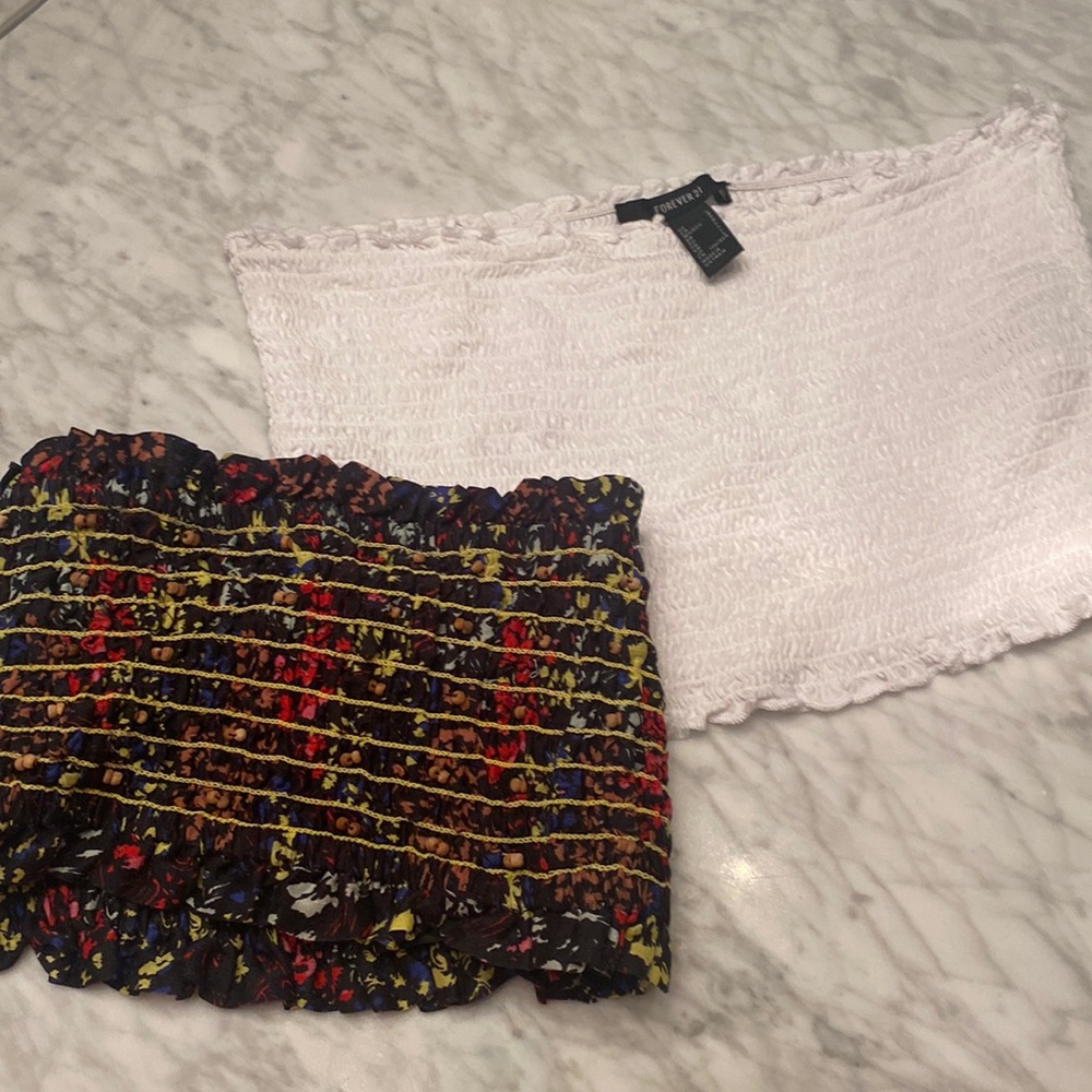 Tube tops!! White - forever 21 - floral pattern - A peace Treaty!!